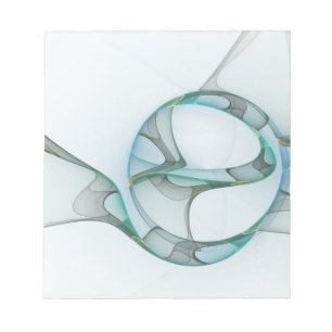 Modern Abstract Fractal Art Blue Turquoise Gray Notepad