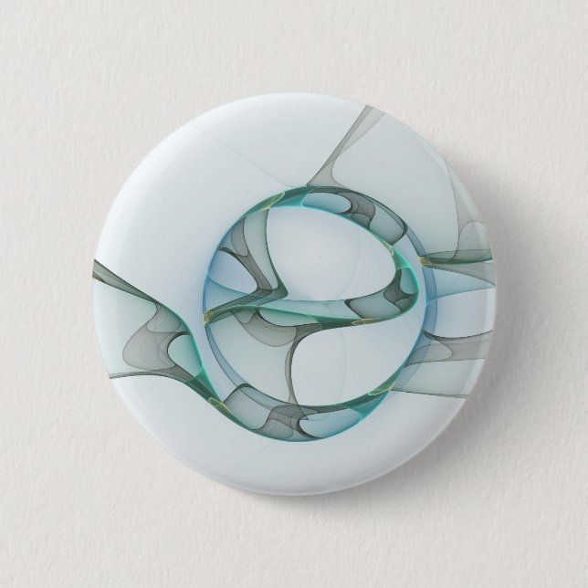 Modern Abstract Fractal Art Blue Turquoise Grey 6 Cm Round Badge (Front)