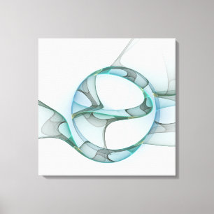 Modern Abstract Fractal Art Blue Turquoise Grey Canvas Print