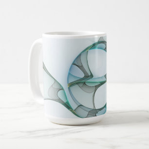 Modern Abstract Fractal Art Blue Turquoise Grey Coffee Mug