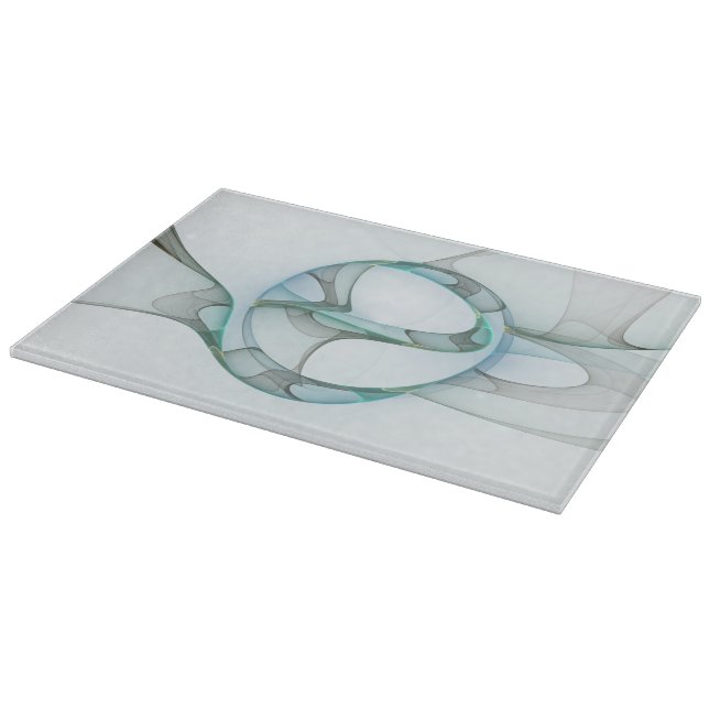 Modern Abstract Fractal Art Blue Turquoise Grey Cutting Board (Corner)