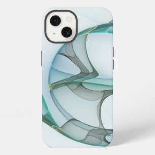Modern Abstract Fractal Art Blue Turquoise Grey iPhone 13 Case