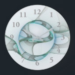 Modern Abstract Fractal Art Blue Turquoise Grey Large Clock<br><div class="desc">Modern Art,  a fractal full of swing,  abstract and decorative.
For your clock and for many other things.</div>