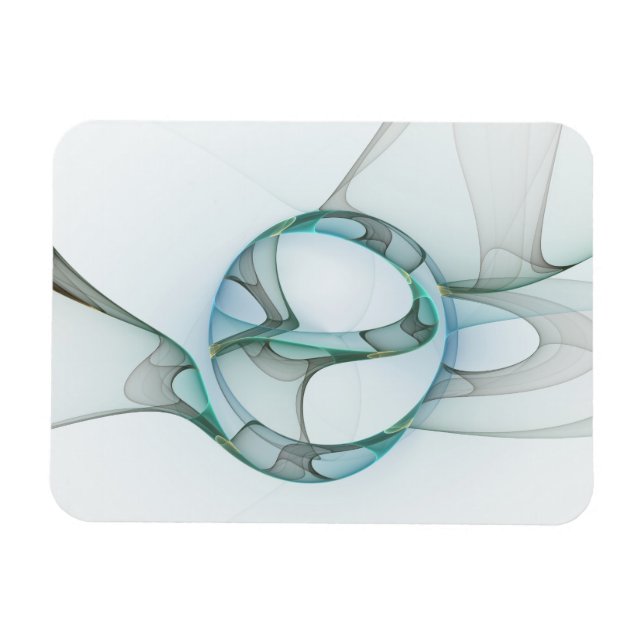 Modern Abstract Fractal Art Blue Turquoise Grey Magnet (Horizontal)