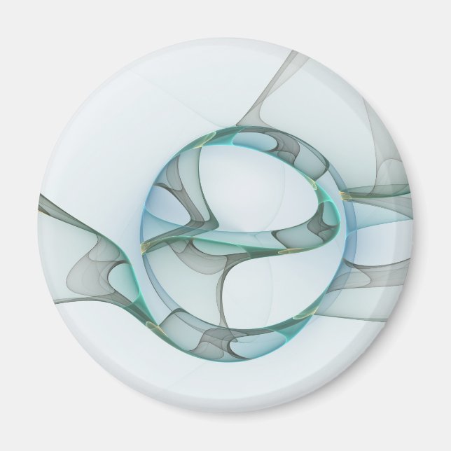 Modern Abstract Fractal Art Blue Turquoise Grey Magnet (Front)