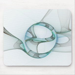 Modern Abstract Fractal Art Blue Turquoise Grey Mouse Mat