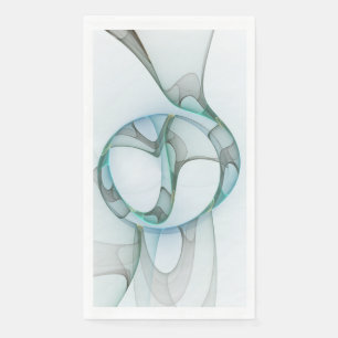 Modern Abstract Fractal Art Blue Turquoise Grey Napkin
