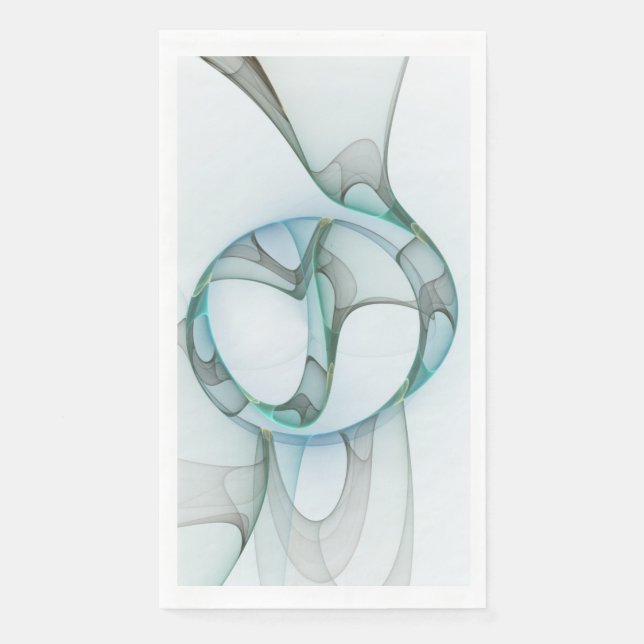 Modern Abstract Fractal Art Blue Turquoise Grey Napkin (Front)