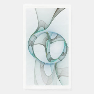 Modern Abstract Fractal Art Blue Turquoise Grey Napkin