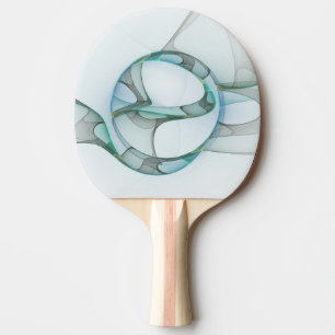 Modern Abstract Fractal Art Blue Turquoise Grey Ping Pong Paddle