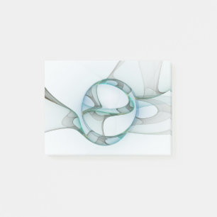 Modern Abstract Fractal Art Blue Turquoise Grey Post-it Notes