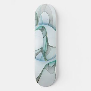 Modern Abstract Fractal Art Blue Turquoise Grey Skateboard