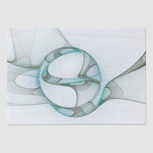 Modern Abstract Fractal Art Blue Turquoise Grey Tissue Paper