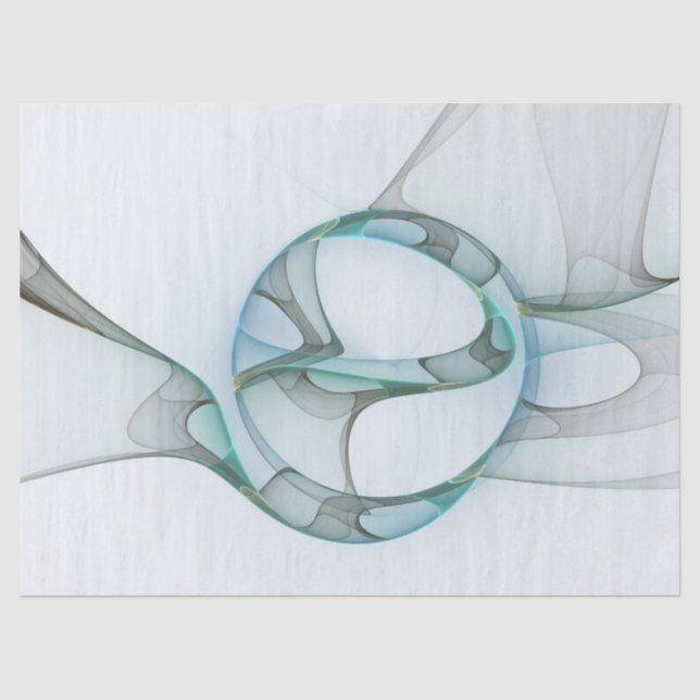 Modern Abstract Fractal Art Blue Turquoise Grey Tissue Paper (Front)