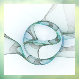 Modern Abstract Fractal Art Blue Turquoise Grey Window Cling