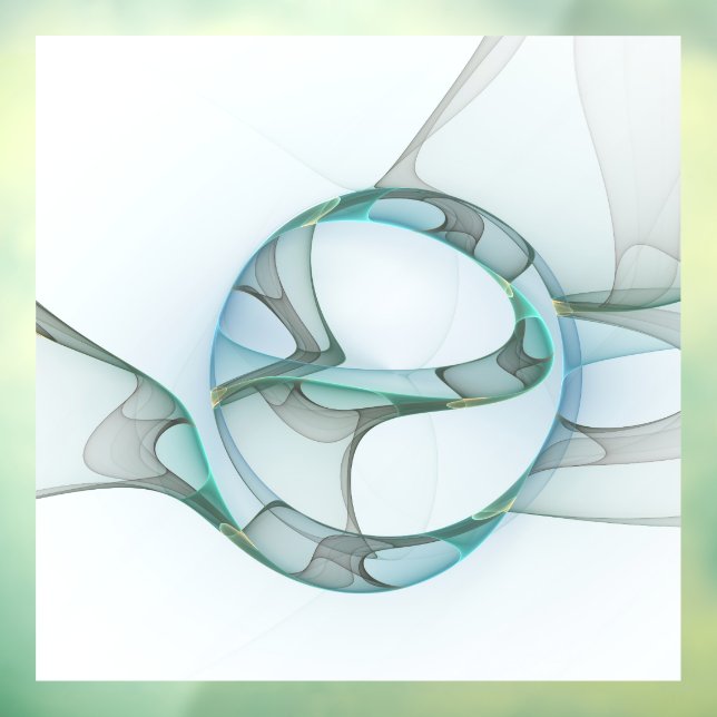 Modern Abstract Fractal Art Blue Turquoise Grey Window Cling (Sheet 3)