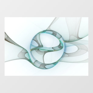 Modern Abstract Fractal Art Blue Turquoise Grey Window Cling