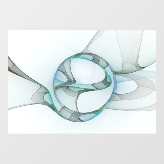 Modern Abstract Fractal Art Blue Turquoise Grey Window Cling (Sheet)