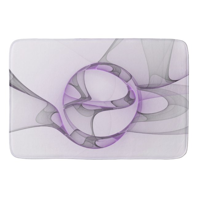 Modern Abstract Fractal Art Lavender Grey Bath Mat (Front)