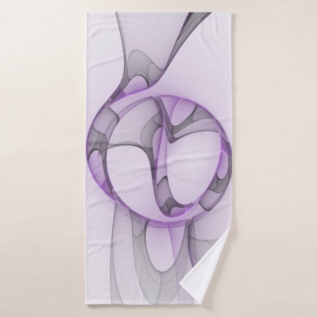 Modern Abstract Fractal Art Lavender Grey Bath Towel (Bath Towel)