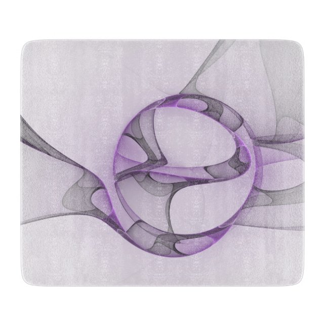 Modern Abstract Fractal Art Lavender Grey Cutting Board (Front)
