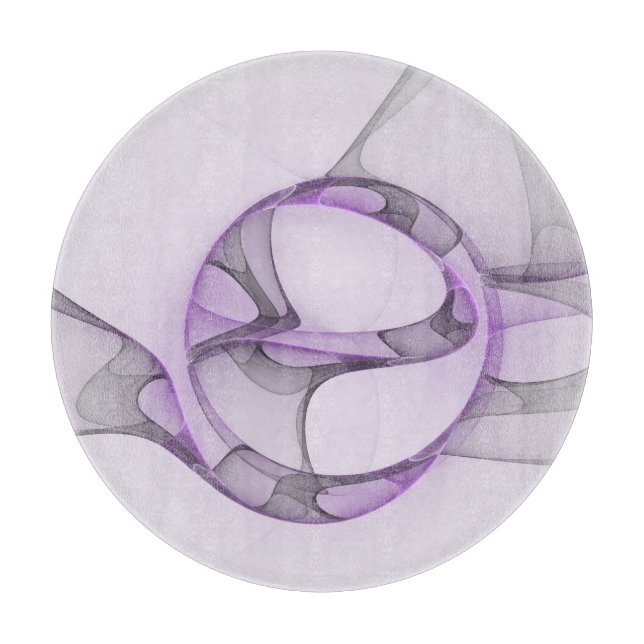 Modern Abstract Fractal Art Lavender Grey Cutting Board (Front)