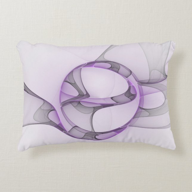 Modern Abstract Fractal Art Lavender Grey Decorative Cushion (Front)
