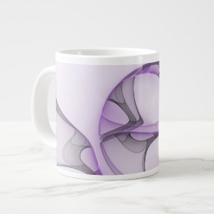 Modern Abstract Fractal Art Lavender Grey Large Coffee Mug