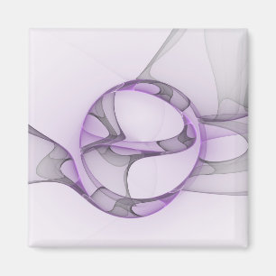 Modern Abstract Fractal Art Lavender Grey Magnet