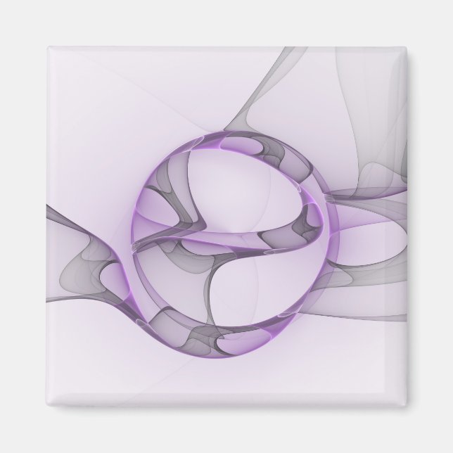 Modern Abstract Fractal Art Lavender Grey Magnet (Front)