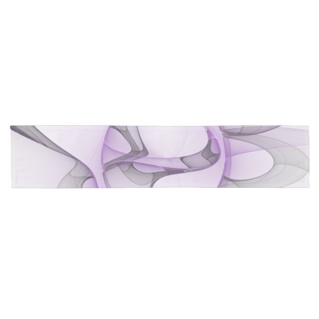 Modern Abstract Fractal Art Lavender Grey Short Table Runner (Horizontal)