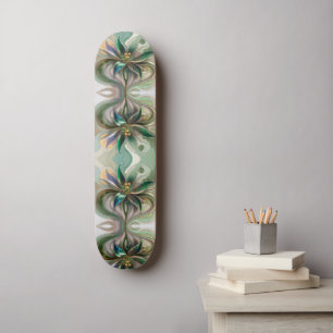Modern Abstract Fractal Colorful Fantasy floral Skateboard