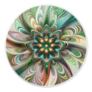 Modern Abstract Fractal Colourful Fantasy floral Ceramic Knob