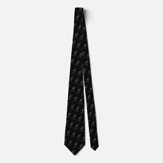 Modern Abstract Fractal Pattern Black Background Tie (Front)