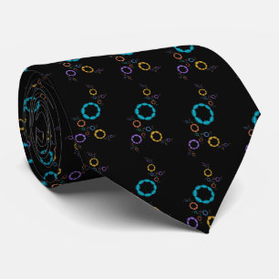 Modern Abstract Fractal Pattern Black Background Tie