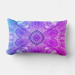 Modern Abstract Fractal Pink and Blue Design Lumbar Cushion