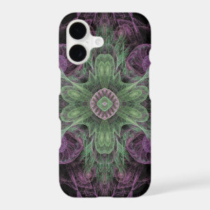 Modern Abstract Fractal Purple and Green Design