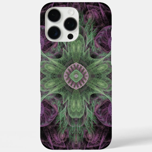 Modern Abstract Fractal Purple and Green Design Case-Mate iPhone Case (Back)