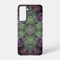 Modern Abstract Fractal Purple and Green Design