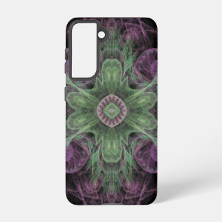 Modern Abstract Fractal Purple and Green Design Samsung Galaxy Case