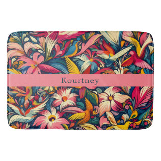 Modern abstract garden art bath mat