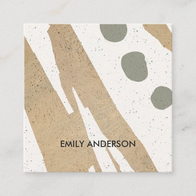 MODERN ABSTRACT GEOMETRIC ART CERAMIC TEXTURE SQUARE BUSINESS CARD (Front)