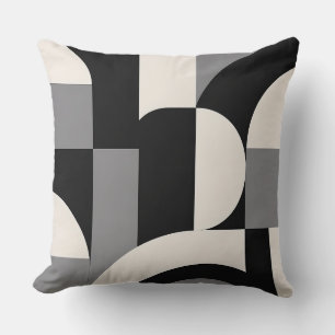 Modern Abstract Geometric Art Pattern in Monochrom Cushion