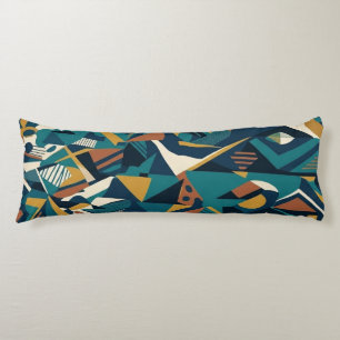 Modern Abstract Geometric Art - Retro Teal Orange Body Cushion