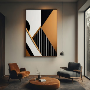 Modern Abstract Geometric Black and Tan Poster