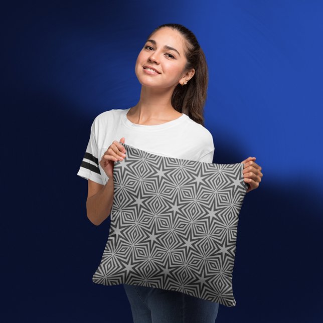 Modern Abstract Geometric Black Grey Pattern  Cushion (Creator Uploaded)