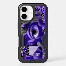 Modern Abstract Geometric Black White Purple Art