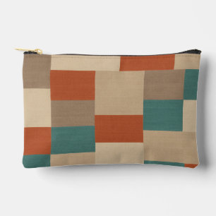 Modern Abstract Geometric Block in Teal & Beige Accessory Pouch