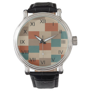 Modern Abstract Geometric Block in Teal & Beige Watch