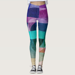 Modern abstract geometric Blue green pink Circle Leggings